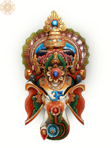 45&quot; Superlarge Wooden Lord Ganesha Mask Wall Hanging | Handmade | Home Decor - £2,077.52 GBP