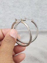 Silver Plated Plain Thick Unpolished Round Hoop Earrings - $9.98