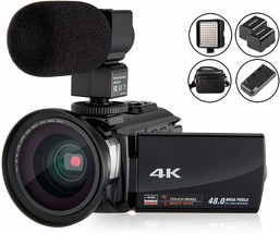 4K Camcorder Video Camera KOT HD WiFi 3.0 Inch IPS Touch Screen 48MP 16X Powerfu - £93.87 GBP