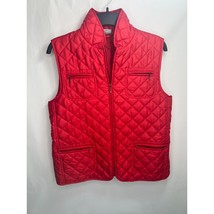 Chicos Women&#39;s Quilted Vest Jacket Red Full Zip Nylon Blend Size 1 Medium M - £15.80 GBP