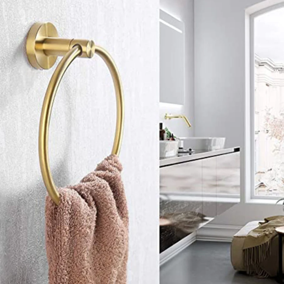 House Home Bathroom Towel Ring Stainless Steel Self Adhesive Towels Hold... - £19.65 GBP