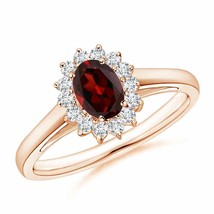 Authenticity Guarantee 
ANGARA Princess Diana Inspired Garnet Ring with Diamo... - £740.29 GBP