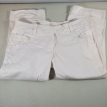 Vanity Womens Capri Pants White 9 Pockets Zipper Button - £9.94 GBP