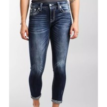 Miss Me Curvy Ankle Skinny Jeans Dark Wash K220H Rhinestone Womens 30 Inseam 27 - £26.96 GBP