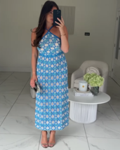 ZARA BNWT 2025. BLUE WHITE KNIT HALTER MIDI DRESS. 3500/005/044 - $67.40