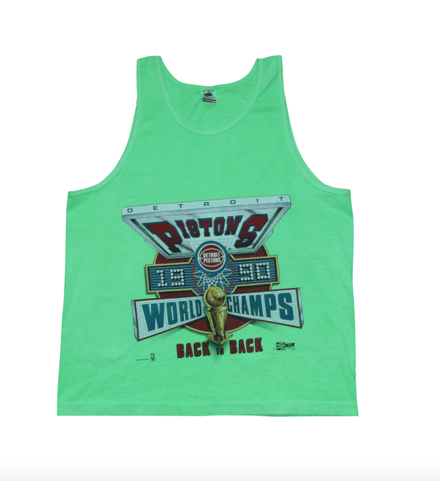 NOS Vtg 90s Mens L Detroit Pistons NBA Back to Back World Champs Tank Top Shirt