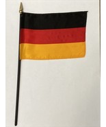 New Germany Mini Desk Flag - Black Wood Stick Gold Top 4” X 6” Deutschland - £3.93 GBP