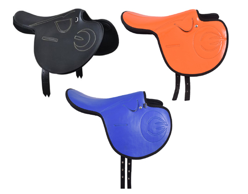Synthetic Race Exercise Horse Saddle, Color Black, Orange, Blue Size (15" - 18")