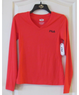 Fila Sport Long Sleeve V-neck Workout Tee DIVA PINK Girl&#39;s Sz L (14) NWT... - $14.74