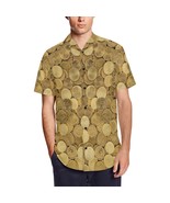 Gold Coins Men&#39;s Short Sleeve Shirt With Lapel Collar - £35.73 GBP