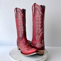 Lane LEXINGTON Womens Cowboy Boots 8.5 Red Leather Western Cowgirl Boot 13&quot; Tall - $232.65