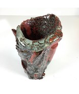 Studio Art Pottery Green Brown Heavy Drip Glaze 7” Chunky Vase Artist Si... - $45.00