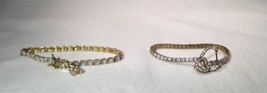  Sterling Silver Gold Vermeil CZ Diamond Tennis Bracelets - Lot of 2 - K1117 - £47.37 GBP
