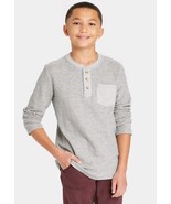 Boys&#39; Medium (8/10) Long Sleeve Double Knit Henley Shirt - Cat &amp; Jack Lt... - $13.66 CAD