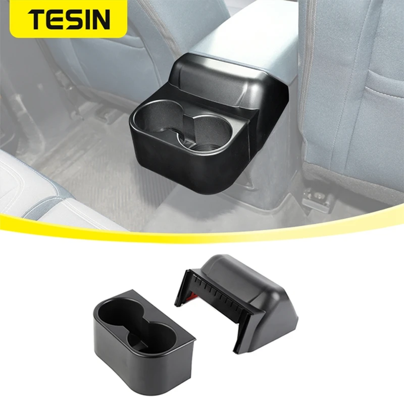 TESIN Car Rear Row Cup Holder Storage Box For Ford Bronco 2021 2022 2023 Up - £57.09 GBP+