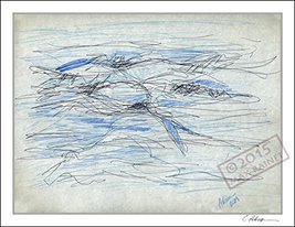 Sea Water Rush, Pencil + Ink Drawing By (Listed Artist) Cathy Peterson 2... - £36.95 GBP
