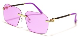 NEW AVIATOR RIMLESS UNISEX PURPLE GOLD FRAME PURPLE LENS SUNGLASSES UV40... - £11.17 GBP