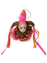 Jester Doll Hot Pink Magnet Shelf Party Favor Ornament Mardi Gras - £6.58 GBP