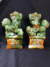 Antique vintage pair of chinese foo dogs / temple dogs - $274.25