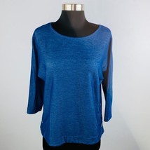 Zenergy by Chicos Womens 0 = S Small 4 Faux Denim Look Dolman Sleeve Blue Top - £13.91 GBP