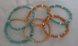 PARK LANE TRANQUILITY Bracelet 2 1/2" diameter Set of 6 aqua sea green beads - $102.81