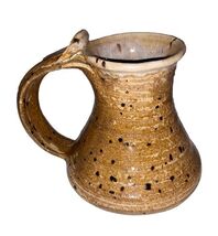 Vintage Studio Art Pottery Coffee Mug Hand Thown Clay Signed Brown Speck... - $23.00
