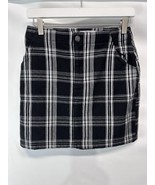 Hollister Ultra High Rise Black White Plaid Mini Skirt Pockets Stretch S - £14.22 GBP