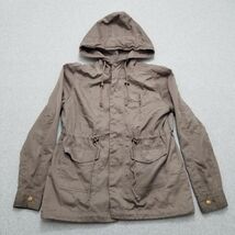 Sans Souci Jacket Womens Large Brown Pockets Full Zip Snap Hooded Outdoor - $324.43 MXN