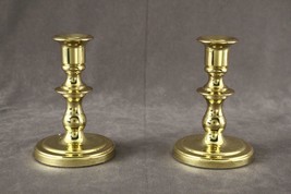 Vintage Signed BALDWIN 4.75&quot; Brass Metalware Footed Taper Candleholders - £23.10 GBP