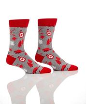 Yo Sox Men's Premium Crew Socks 3 Pairs Canada Day Motifs Red White Cotton 7-12 image 3