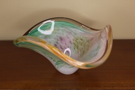 Vintage Murano Latarazione Mono Pastel Swirl glass triangle centerpiece - $49.95