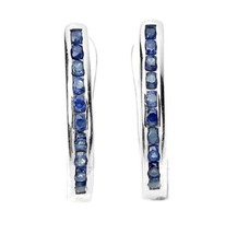 Natural Heated Blue Sapphire Round Diamond Cut 1mm 925 Sterling Silver Earrings - £138.48 GBP