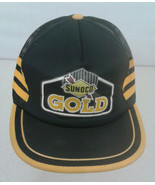   Sunoco Gold Vintage 3 Strip Gold / Black Vented Truckers Cap Adjustabl... - £23.35 GBP