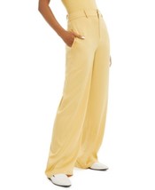 Danielle Bernstein Womens Yellow Pocketed Zippered Satin Straight Leg Pa... - £27.96 GBP