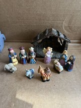RARE Mini Dollhouse Size Resin Nativity Manger Set 11 pc Camel Baby Jesus - £18.94 GBP