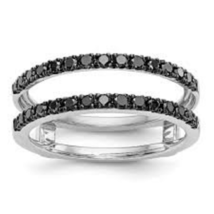 Black Round Diamonds Womens Enhancer Wrap Band Ring 14K White Gold Plated - £96.77 GBP