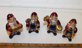Vintage Santa Claus Band Ceramic Christmas Holiday Ornaments Set of 4 St Nick - £15.71 GBP