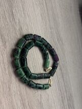 Ruby Zoisite Stone Beaded Necklace with Golden Clasp 17.5" - $105.00
