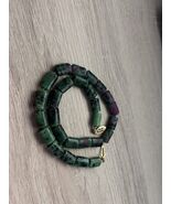 Ruby Zoisite Stone Beaded Necklace with Golden Clasp 17.5" - $105.00