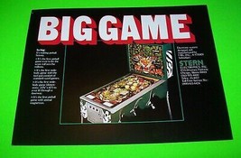 Big Game Pinball FLYER Original 1980 Foldout Brochure Promo Artwork Vintage - $27.08