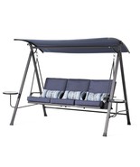 Blue Steel 3-Seater Porch Swing | Adjustable Canopy &amp; Cushions - $891.80 CAD