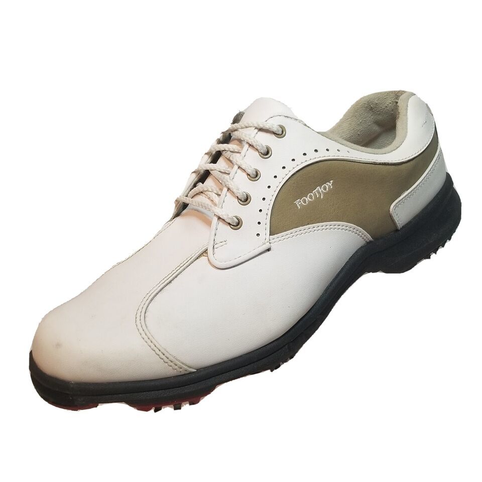FootJoy GreenJoys Golf Shoes Womens 9 White Brown Soft Spikes 48377 - £20.52 GBP