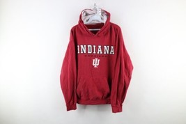 Vintage 90s Mens Large Distressed Spell Out Indiana University Hoodie Sweatshirt - $59.35