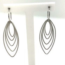 Vtg Sign QG Italy Sterling Diamond cut Multi Hoop Dangle Shepherd Hook Earrings - £43.65 GBP