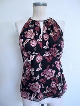 NWT White House Black Market Silk Burnout Halter Top 00 Moroccan Floral XXS - £23.94 GBP