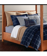 RALPH LAUREN MODERN EQUESTRIAN WINDOWPANE NAVY/CREAM 8pc KING DUVET  NIP - $1,177.81