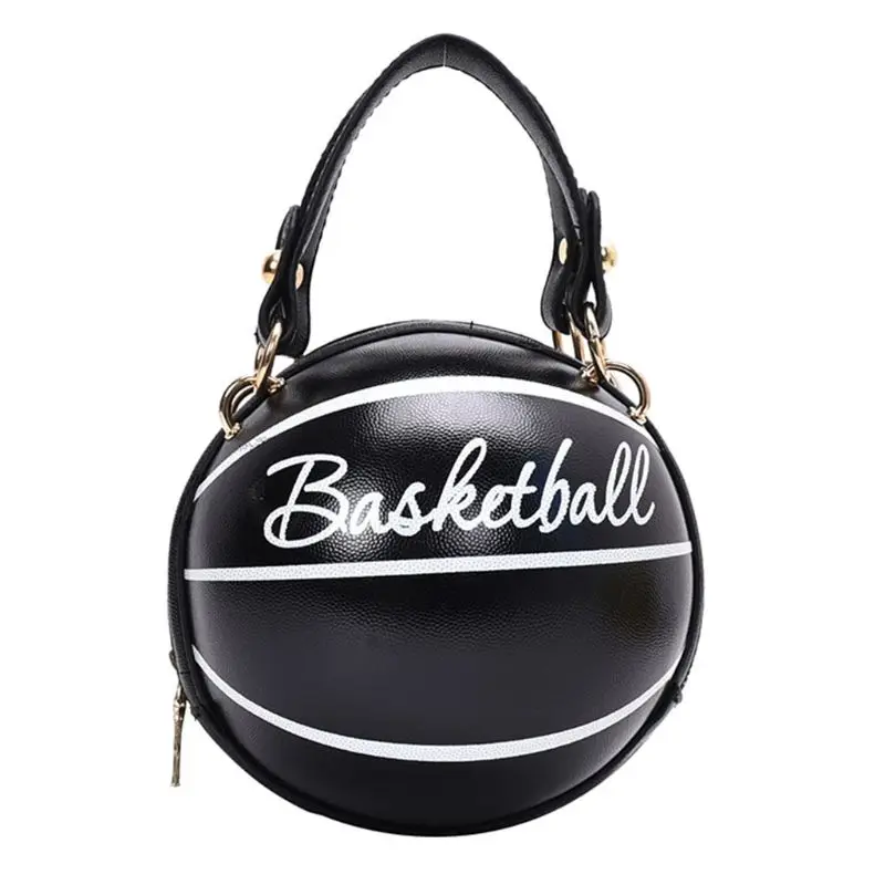 Women Girl Basketball Round PU Leather Handbag Chain Shoulder Messenger Crossbod - $24.05