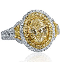 GIA  2.13 Ct Oval Half Moon Yellow Diamond Engagement Ring 18k White Gold - £4,127.05 GBP
