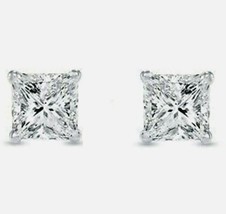 5.00 Ct Princess Cut Earrings Studs Real Solid 14CT White Gold Finish Screw Back - £76.99 GBP