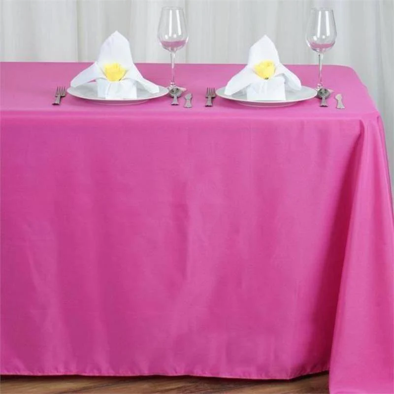 Fushia - 90x156" Polyester Rectangle Tablecloths Wedding Party Events - £27.88 GBP